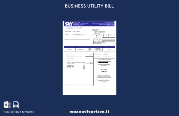 modello di fattura aziendale di servizi di pubblica utilità Sky Cable Corporatio